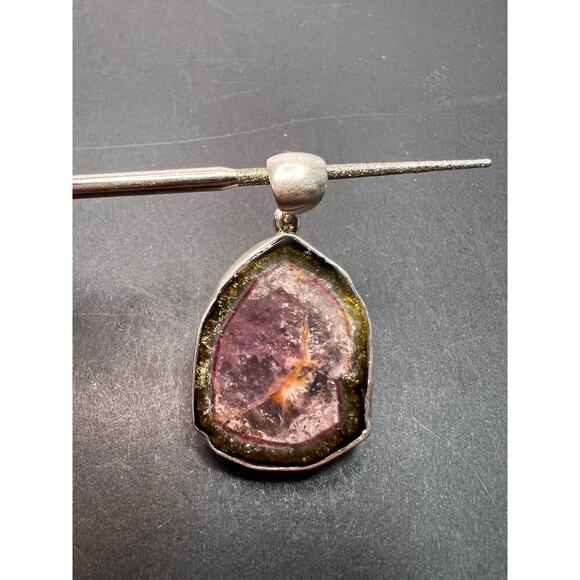 NEW Watermelon tourmaline sterling silver pendant 8.16 grams - Picture 8 of 11